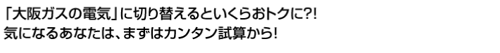 「大阪ガスの電気」に切り替えるといくらお得に？！気になるあなたは、まずは簡単試算から！